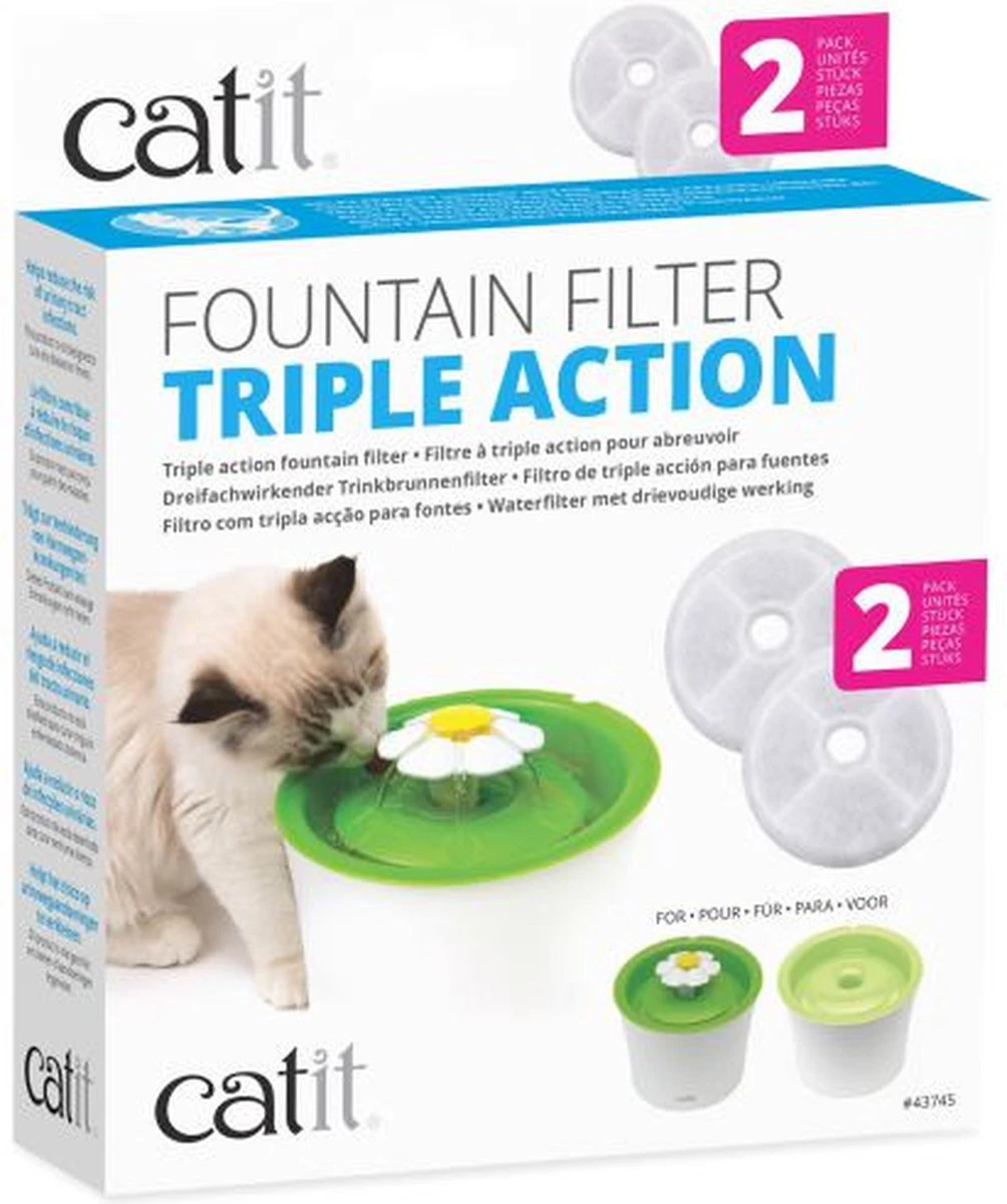 Catit Filters Triple Action 2 Pack - Kanttendrinkbak - 4 X 14.5 X 17.5 Cm Wit 5 Catit Filters Triple Action 2 Pack - Kanttendrinkbak - 4 X 14.5 X 17.5 Cm Wit - Afbeelding 5