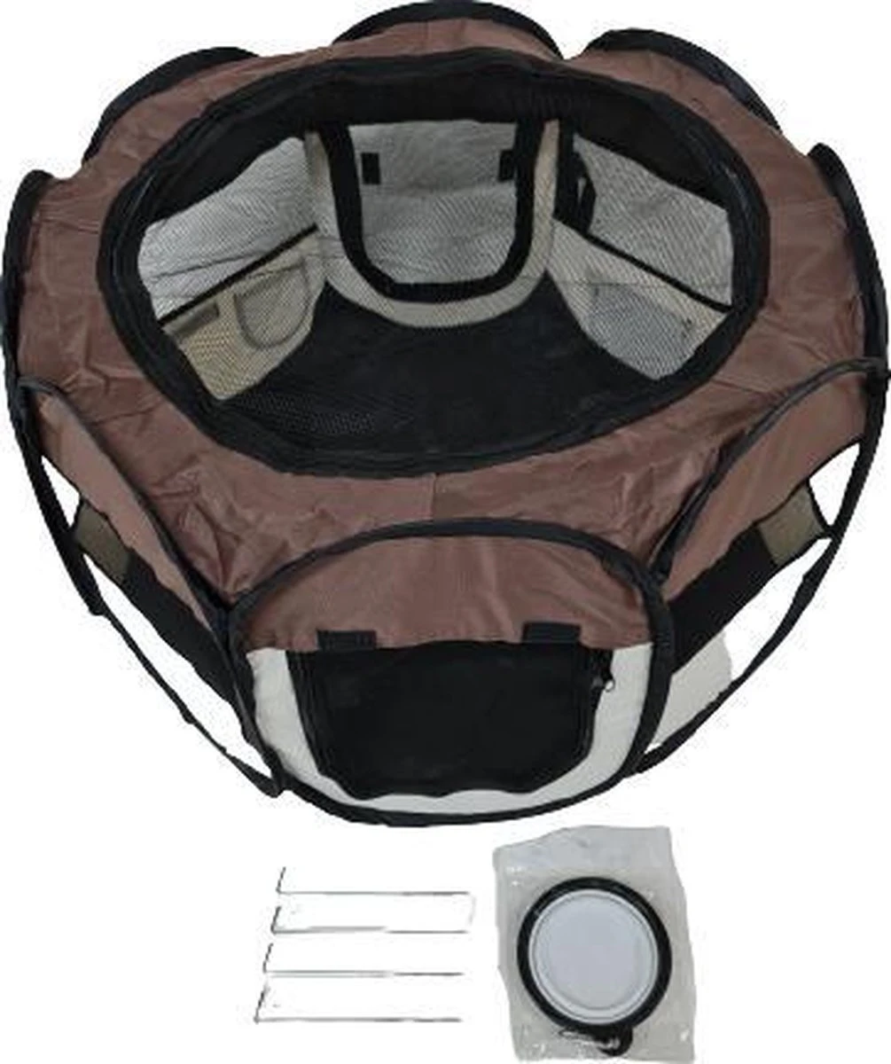 Dailyibed Opvouwbare Puppyren - Bruin - 115x115x58 Cm - Incl. Draagtas - Incl. Voederbak 10 Dailyibed Opvouwbare Puppyren - Bruin - 115x115x58 Cm - Incl. Draagtas - Incl. Voederbak - Afbeelding 10