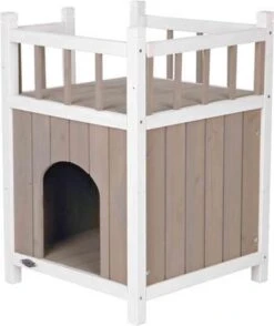 Trixie Kattenhuis Cat's Home Met Balkon Grijs / Wit - 45X65X45 CM -Huisdierbenodigdheden 1009x1200 4