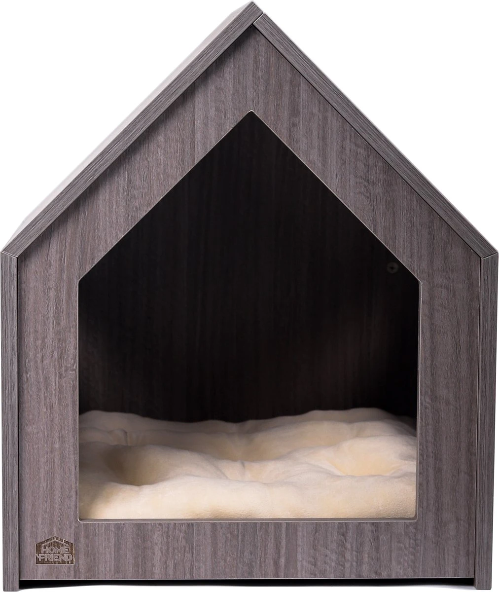 Hondenbench Van Hout - Inclusief Foam Hondenbed - M - Antraciet - 49x49x59cm 3 Hondenbench Van Hout - Inclusief Foam Hondenbed - M - Antraciet - 49x49x59cm - Afbeelding 3