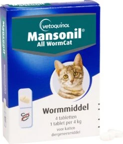 Mansonil All Worm Cat Ontworming - Kat - 4 Tabletten -Huisdierbenodigdheden 1025x1200 1