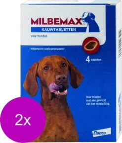 Elanco Milbemax Kauwtablet Hond Vanaf 5kg - Anti Wormenmiddel - 2 X 28 G 4 Stuks Vanaf 5 Kg -Huisdierbenodigdheden 1029x1200