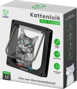 Rirri Kattenluik Met Tunnel - 4 Vergrendelingsstanden - Weersbestendig - Binnen En Buiten - Maat M - Zwart - 19 X 20 Cm -Huisdierbenodigdheden 1031x1200 12