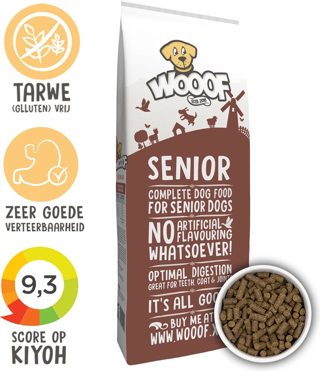 WOOOF Senior 18KG - Geperst Senior Hondenvoer - Geperste Senior Hondenbrokken - Senior Droogvoer 1 WOOOF Senior 18KG - Geperst Senior Hondenvoer - Geperste Senior Hondenbrokken - Senior Droogvoer