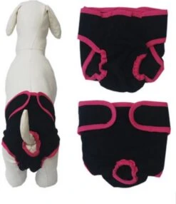 Merkloos Luier Voor Hond Voor Incontinentie En Loopsheid - Hondenluier Teef - Maat L - Zwart/roze