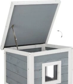 Relaxdays Kattenhuis Buiten - Groot Kattenhok Binnen - Hoog Kattenmeubel Grijs Hout - Tuin -Huisdierbenodigdheden 1047x1200 13