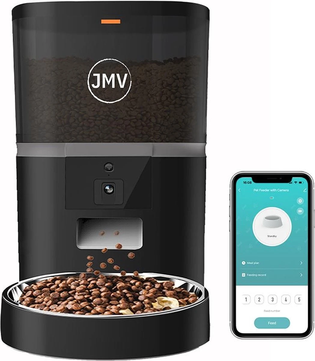 JMV Automatische Voerbak Voor Kat En Hond - Voerautomaat Met Verstelbare Camera En Smartphone Besturing - 6 Liter 1 JMV Automatische Voerbak Voor Kat En Hond - Voerautomaat Met Verstelbare Camera En Smartphone Besturing - 6 Liter