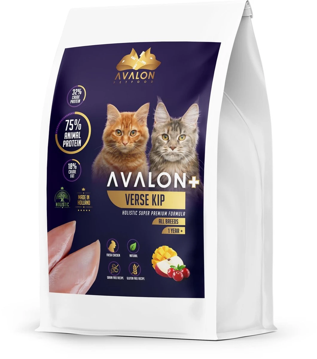 Avalon Petfood + Verse Kip Super Premium - Kattenvoer - 5Kg 1 Avalon Petfood + Verse Kip Super Premium - Kattenvoer - 5Kg