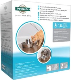 PetSafe® Seaside Stainless Steel Pet Fountain - RVS Drinkfontein Voor Katten En Kleine Honden - Water Borrelt Zacht Over De Toren - Door Het Design Van Alle Kanten Bereikbaar - 1,8 Liter - PetSafe Seaside -Huisdierbenodigdheden 1061x1200 5
