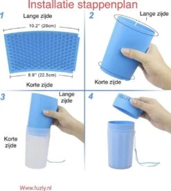 Fuzly - Hondenpoot Reiniger - + Handdoek - Hondenborstel - Hondenverzorging - Verzorging Hond - Hond Wassen - Blauw -Huisdierbenodigdheden 1075x1200