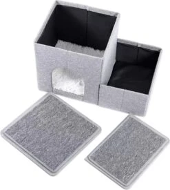 2-in-1 Hondenhuis & Hondentrap - Voor Binnen - Huisdieren Huisje - Hondenmand - Kattenmand - 67.5x40x37.5 Cm - Grijs -Huisdierbenodigdheden 1077x1200