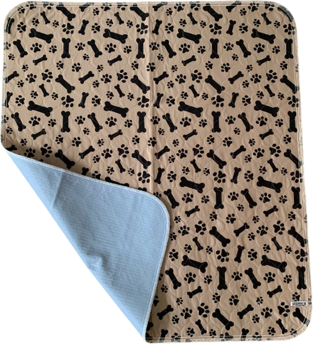 Sharon B - Puppy Training Pad - Plasmat - Beige Met Botjesprint - 80x90 Cm - Hondentoilet - Herbruikbaar - Wasbaar 2 Sharon B - Puppy Training Pad - Plasmat - Beige Met Botjesprint - 80x90 Cm - Hondentoilet - Herbruikbaar - Wasbaar - Afbeelding 2