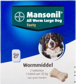 Mansonil All Worm Tasty Ontworming Tabletten Hond 2 Tabletten -Huisdierbenodigdheden 1095x1200