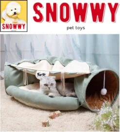SNOWWY - Kattentunnel Met Kattenmand In één - Origineel En Uniek Design - Kattenhuis - Kattenhuis - Kat Kussen - Kattenbed - Matcha Groen -Huisdierbenodigdheden 1099x1200 6