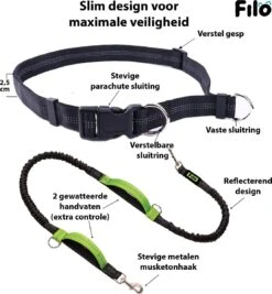 Filo Elastische Hondenriem Groot - Hardlopen En Wandelen - Hardloopriem Hond Handsfree Met Heuptasje - Looplijn Met Heupriem - Canicross Gordel Honden - Riemen - Heupgordel - Leiband -Huisdierbenodigdheden 1110x1200