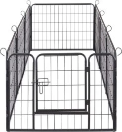 ACAZA Hondenren In 8 Panelen - Hondenkennel - Met Deur - 60 Cm Hoogte - Zwart -Huisdierbenodigdheden 1111x1200 3