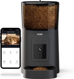 BOME Voerautomaat - Camera En Audio - Inclusief SD-Kaart - Automatische Voerbak Kat Of Hond - Voerautomaat Kat - Zwart