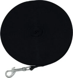 Hondenriem 20 Meter - Lange Lijn - Gerecycled Nylon - Trainingslijn, Speurlijn - 2 Cm Breed - Zwart -Huisdierbenodigdheden 1121x1200