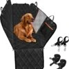 Premium Hondendeken Auto Achterbank Kijkvenster - Incl 2 Hondenriemen En E-Book - Autodeken Hond - Autobench Voor Hond - Zwart Oranje
