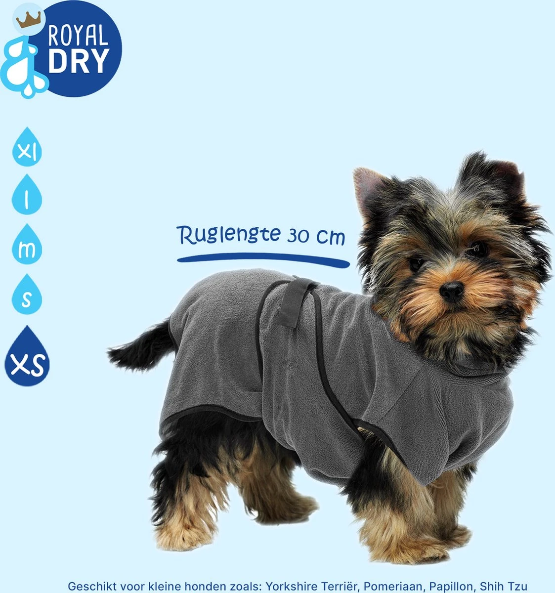 Royal Dry Badjas Voor Huisdieren – Absorberende Hondenbadjas – Extreem Duurzaam En Super Zacht – Ruglengte 30 Cm – Microfiber Chenille – Geschikt Voor Honden En Puppy’s – Maat XS 4 Royal Dry Badjas Voor Huisdieren – Absorberende Hondenbadjas – Extreem Duurzaam En Super Zacht – Ruglengte 30 Cm – Microfiber Chenille – Geschikt Voor Honden En Puppy’s – Maat XS - Afbeelding 4