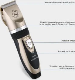 LifeGoods Hondentondeuse - Voor Katten En Honden - Complete Set - 5 Standen - Draadloos - Oplaadbaar - Goud/Zwart -Huisdierbenodigdheden 1131x1200