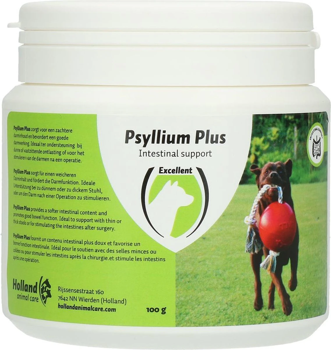 Excellent Psyllium Plus Hond - Ter Ondersteuning Bij Dunne Of Vastzittende Ontlasting Of Voor Het Stimuleren Van De Darmen - Geschikt Voor Honden - 100 Gram 1 Excellent Psyllium Plus Hond - Ter Ondersteuning Bij Dunne Of Vastzittende Ontlasting Of Voor Het Stimuleren Van De Darmen - Geschikt Voor Honden - 100 Gram