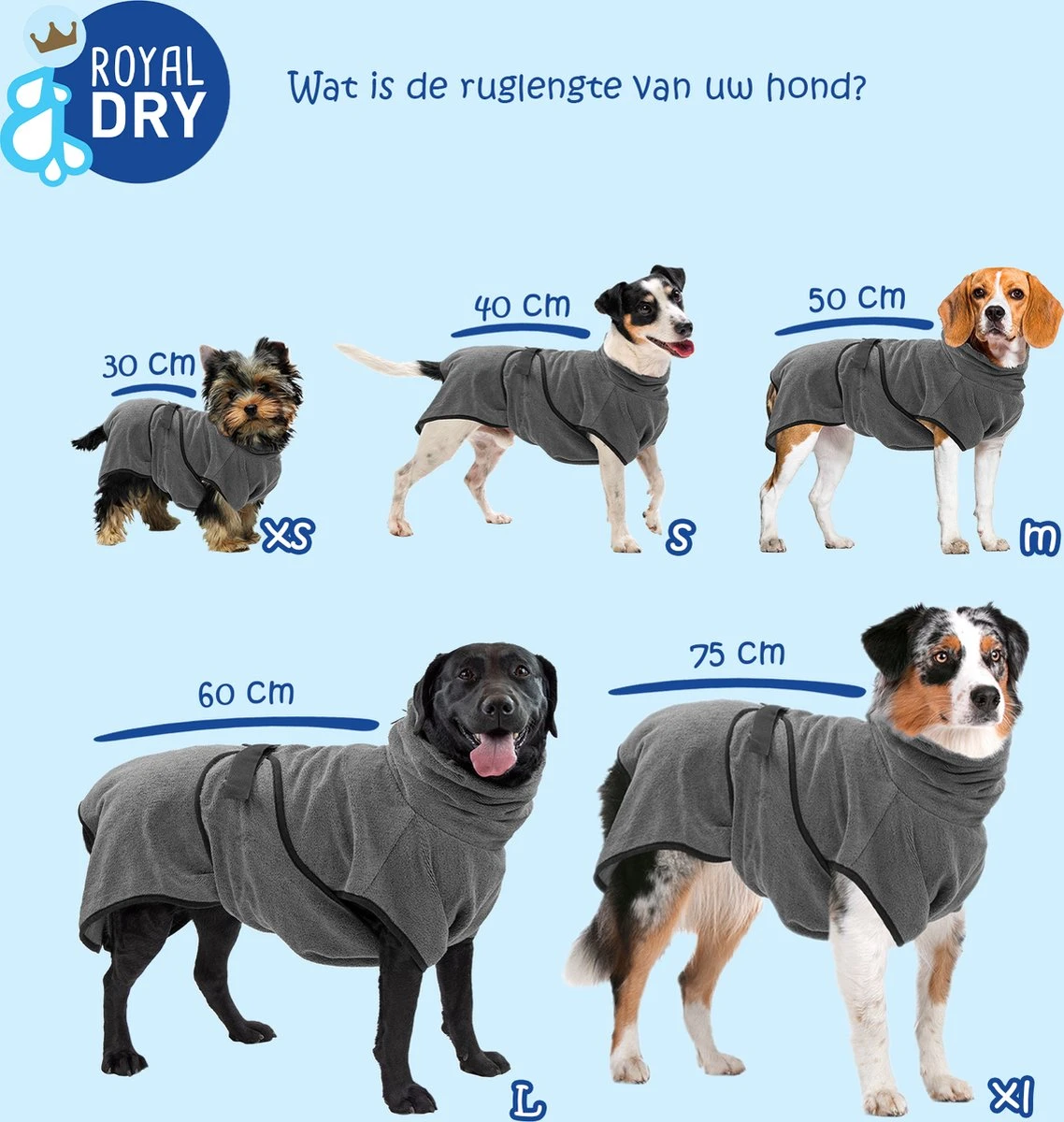 Royal Dry Badjas Voor Huisdieren – Absorberende Hondenbadjas – Extreem Duurzaam En Super Zacht – Ruglengte 50 Cm – Microfiber Chenille – Geschikt Voor Honden En Puppy’s – Maat M 2 Royal Dry Badjas Voor Huisdieren – Absorberende Hondenbadjas – Extreem Duurzaam En Super Zacht – Ruglengte 50 Cm – Microfiber Chenille – Geschikt Voor Honden En Puppy’s – Maat M - Afbeelding 2