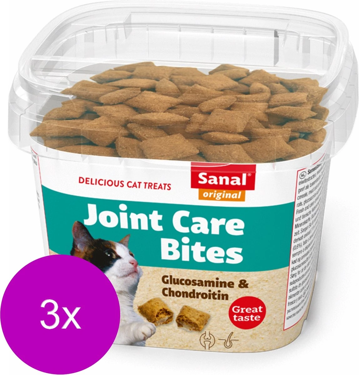 Sanal Joint Care - Kat - Snack - Chondroïtine & Glucosamine - 3 X 75 Gr 1 Sanal Joint Care - Kat - Snack - Chondroïtine & Glucosamine - 3 X 75 Gr