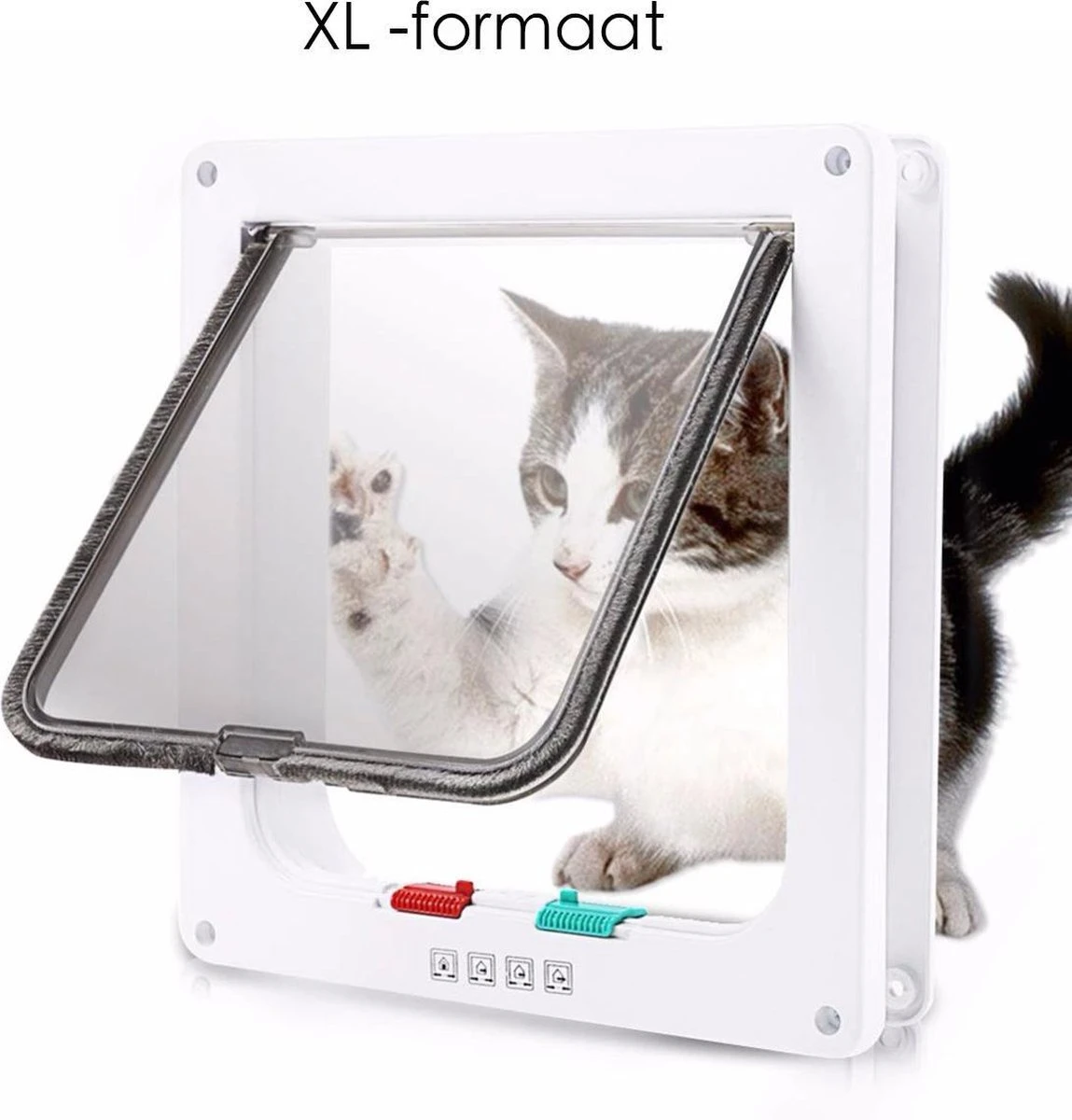 Merkloos Kattenluik - Inclusief Tunnel - 4 Vergendelingsstanden - Wit - Waterdicht - 23 X 25 X 5.5 Cm 3 Merkloos Kattenluik - Inclusief Tunnel - 4 Vergendelingsstanden - Wit - Waterdicht - 23 X 25 X 5.5 Cm - Afbeelding 3