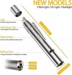 Laserpen - Oplaadbaar Met USB - Rode Laser - RVS Zilver - UV - Zaklamp - LED - Kat - Katten Speeltjes - Kattenspeelgoed - 7 Verschillende Standen -Huisdierbenodigdheden 1152x1200 12
