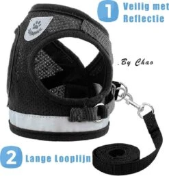 Merkloos Kattentuigje Met Looplijn | Zwart Kattenharnas | Easy Step In | Kattenriem | Kattenlijn | Kattentuig | Maat L -Huisdierbenodigdheden 1153x1200 14