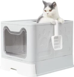 LooMar Kattenbak Groot - Kattenbak XXL - Kattenbak Grote Katten - Opvouwbaar - Grijs