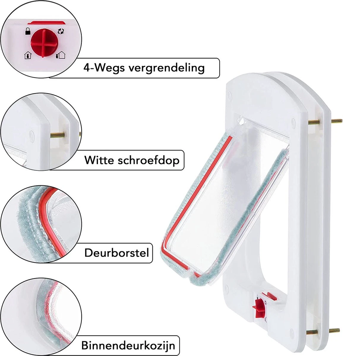 DOWO® - Kattenklep - Kattenluik - Kattenluikje - 4-weg Huisdierklep, Eenvoudige Installatie Kattendeur Huisdierendeur Aan De Muur, Houten Deur, Upvc Binnendeur, Baksteenwanden, Houten Deuren (M - Buitenmaat 20x22 Cm) 6 DOWO® - Kattenklep - Kattenluik - Kattenluikje - 4-weg Huisdierklep, Eenvoudige Installatie Kattendeur Huisdierendeur Aan De Muur, Houten Deur, Upvc Binnendeur, Baksteenwanden, Houten Deuren (M - Buitenmaat 20x22 Cm) - Afbeelding 6