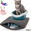 TEBJEN Kattenbakmat – Kattenbak Mat Grit Opvanger - Schoonloop Katten Mat – Dubbele Waterdichte Laag – Uitloopmat Kattenbak – Kattenbak Accessoires - Met Speelgoedmuisje En Schepje - 30cm * 30cm