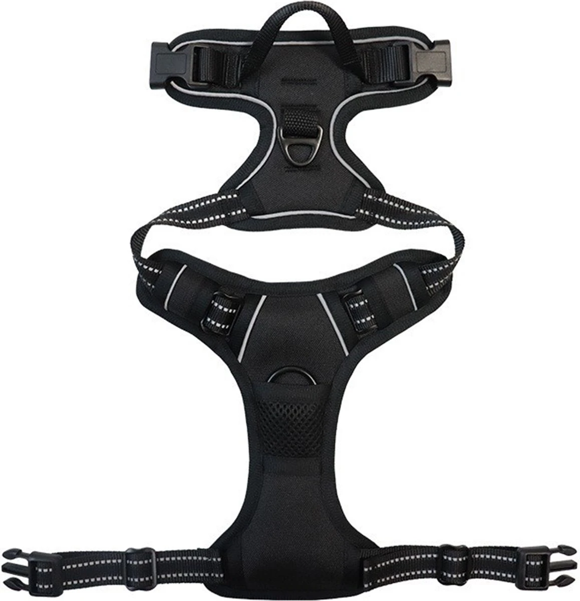 Somstyle Anti Trek Hondentuig L Met Hondenriem - Leiband - Y Tuig Hond - Hondenharnas - Riem - Zwart 3 Somstyle Anti Trek Hondentuig L Met Hondenriem - Leiband - Y Tuig Hond - Hondenharnas - Riem - Zwart - Afbeelding 3