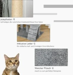 PawHut Krabpaal Kattenboom Met Kattengrot Trap Spaanplaat Jute Grijs D30-360 14 PawHut Krabpaal Kattenboom Met Kattengrot Trap Spaanplaat Jute Grijs D30-360 -Huisdierbenodigdheden 1161x1200 15