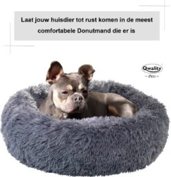 Hondenmand Donut – 70 Cm - Honden Mand – Pluche – Fluffy – Extra Zacht - Kattenmand - Hondenkussen – Kattenkussen – Bed - Wasbaar Met Rits – Hondenmanden – Rond – Bank – Grijs - Qwality -Huisdierbenodigdheden 1161x1200 8