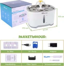 Qumax RVS Drinkfontein Voor Kat Met 3 Filters & Matje - Water Fontein - Waterdispenser - Waterautomaat - 2,5 L -Huisdierbenodigdheden 1163x1200 2