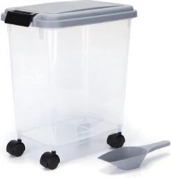 Nobleza Voercontainer - 20L - 7.2KG - Voedselcontainer Hond- Opslagcontainer - Zwenkwielen - Transparant