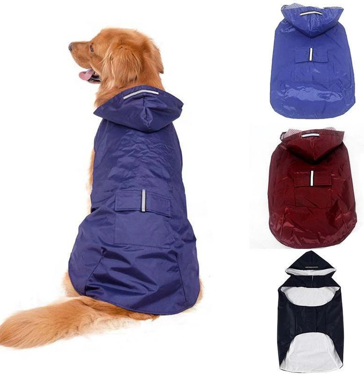 Honden Regenjas Rood - Honden Poncho - Maat 3XL (ruglengte 55cm) 3 Honden Regenjas Rood - Honden Poncho - Maat 3XL (ruglengte 55cm) - Afbeelding 3