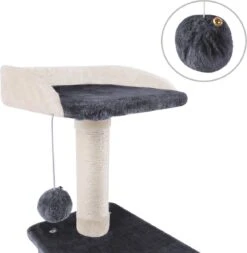 Merkloos MC Star Krabpaal 100cm Met Schraper Meerdere Platforms, Tweedeurs Kattengrotten, Speelgoedballen Met Bellen, Krabbed Natuurlijk Sisal Katten Spelletjes - Grijs&Beige, 100cm -Huisdierbenodigdheden 1173x1200 16