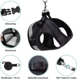 Merkloos Kattentuigje Met Looplijn | Zwart Kattenharnas | Easy Step In | Kattenriem | Kattenlijn | Kattentuig | Maat S -Huisdierbenodigdheden 1173x1200 18