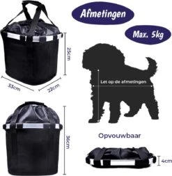 Merkloos Fietsmand Voor Honden 5 KG - Hondenmand Voor Fiets – Kunststof Mandje Hond – Fietstas Vooraan Stuur – Hondenfietsmand Voorop - Niet Geschikt Voor Elektrische Fietsen – Afneembare Fietstas – Boodschappentas – Accessoires – Opvouwbaar – Zwart -Huisdierbenodigdheden 1173x1200 5