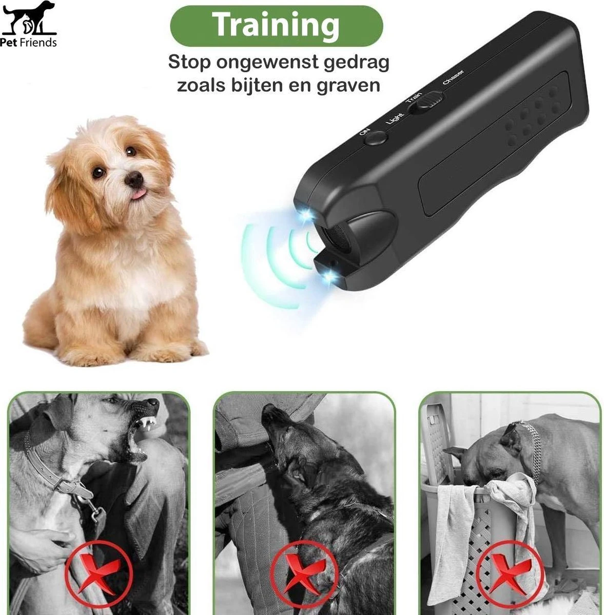 PetFriends Diervriendelijk Ultrasoon Anti Blaf Apparaat Voor Honden - Zonder Schok - Anti Blafband Alternatief - Incl. Batterij 2 PetFriends Diervriendelijk Ultrasoon Anti Blaf Apparaat Voor Honden - Zonder Schok - Anti Blafband Alternatief - Incl. Batterij - Afbeelding 2