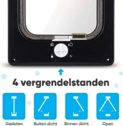 BFreshPets Kattenluik + Massageborstel - Met Tunnel - 4 Vergrendelingsstanden - Weersbestendig - Maat L - Zwart - 27 X 24 Cm -Huisdierbenodigdheden 1177x1200 16