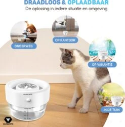 Vulpes Pets® Drinkfontein Voor Kat & Hond – Draadloze Kattenfontein – Waterbak En Waterfontein Kat – Oplaadbaar, Draagbaar & Draadloos - Drinkbak Hond - Anti Knoei - PRO Versie -Huisdierbenodigdheden 1180x1200 5