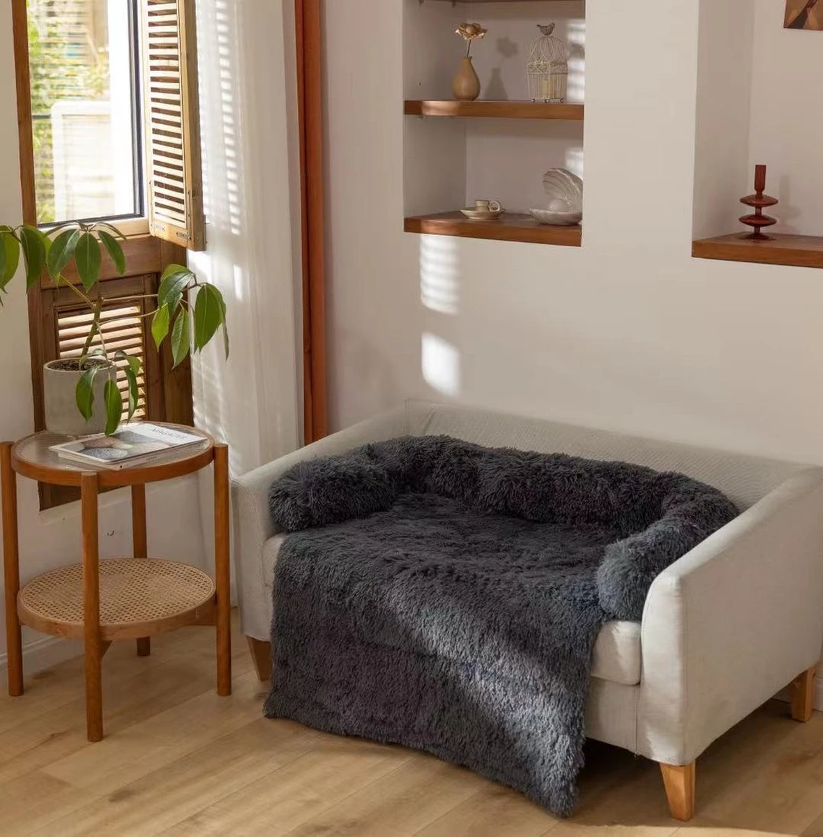 Zootic Fluffy Hondenkussen Hondenmand Hondenbed - Grijs 100 X 90 Cm 7 Zootic Fluffy Hondenkussen Hondenmand Hondenbed - Grijs 100 X 90 Cm - Afbeelding 7