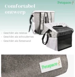 Petspace - Huisdieren Fietstas - Honden Fietsmand - Stuurtas Fiets - Fietsmand Voor Honden - Hondenfietsmand Voorop - Grijs -Huisdierbenodigdheden 1181x1200 7