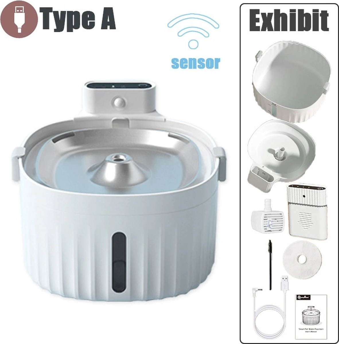 AluPet5 Pro Sense - USB Kabel/Batterij - Kat Fontein - Motion Sensor Hond Dispenser Met Filter - Automatisch 14 AluPet5 Pro Sense - USB Kabel/Batterij - Kat Fontein - Motion Sensor Hond Dispenser Met Filter - Automatisch - Afbeelding 14