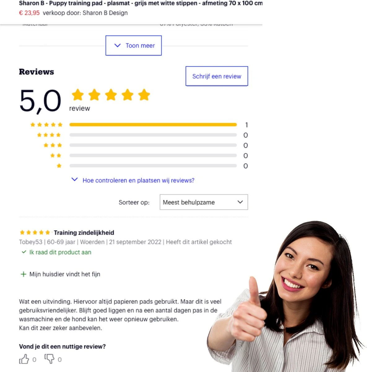 Sharon B - Puppy Training Pad - Plasmat - Beige Met Botjesprint - 80x90 Cm - Hondentoilet - Herbruikbaar - Wasbaar 9 Sharon B - Puppy Training Pad - Plasmat - Beige Met Botjesprint - 80x90 Cm - Hondentoilet - Herbruikbaar - Wasbaar - Afbeelding 9